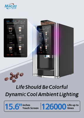 কেনা বাণিজ্যিক কফি ভেন্ডিং মেশিন 220V/50-60Hz 57 কেজি 15.6 ইঞ্চি টাচ স্ক্রিন MOQ 2 ইউনিট আইওটি সমর্থন অনলাইন উত্পাদন