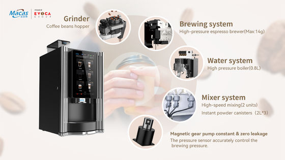 কেনা Bean to Cup Coffee Machine 2.7L Hopper 700x420x450mm Stainless Steel অনলাইন উত্পাদন
