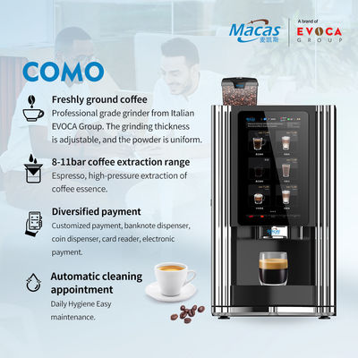 ভালো দাম 220V 2000W স্বয়ংক্রিয় কফি ভেন্ডিং মেশিন 15.6 ইঞ্চি টাচ স্ক্রিন সহ অনলাইন